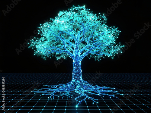 Digital Technology Tree with Network Connection
