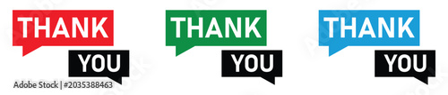 Photos Thank you speech bubbles in red green and blue colours representing gratitude an