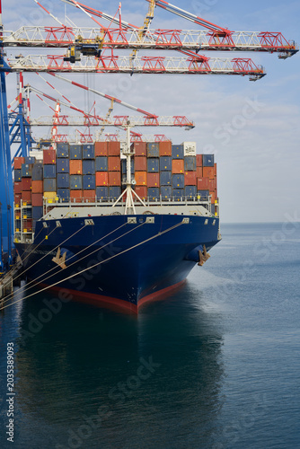 A container ship at berth