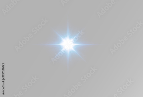 Minimal radiant sparkle star with glowing blue flare and luminous optical illumination