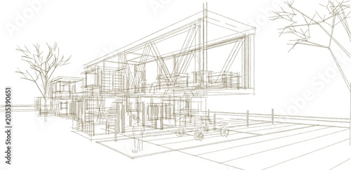 modern house sketch 3d illustration	
