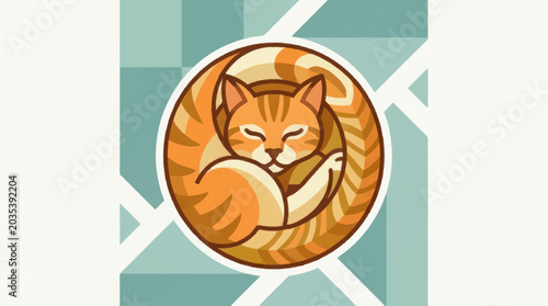 Vászonkép Cute Orange Tabby Cat Sleeping.