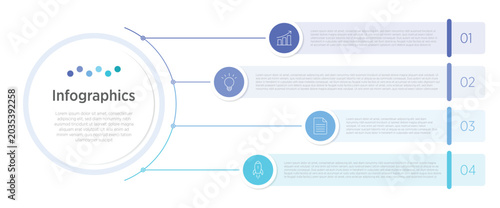 Tableau sur toile A modern infographic design featuring 4 distinct circular styles, ideal for presenting processes, comparisons, or key data points in a clear and visually engaging way