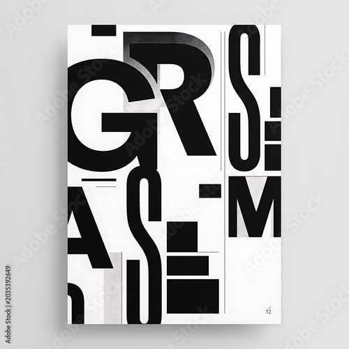 Abstract typography black white poster graphic design elements modern contemporary art.