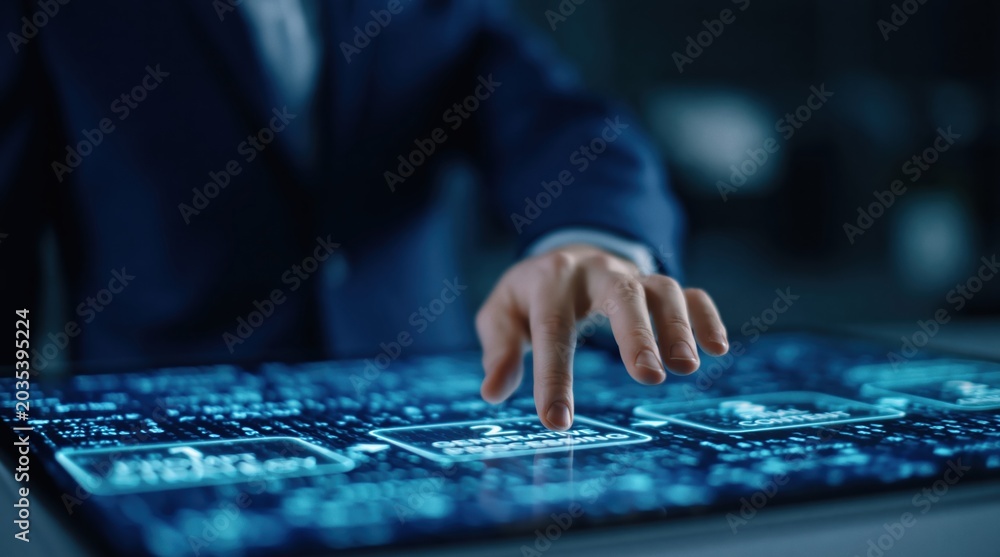 Fototapeta premium Business professional using a digital touchscreen for data management