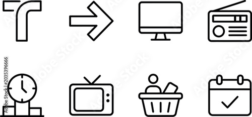 Minimal Media And Interface Outline Icons Set