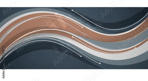 a close up of a wavy abstract design with white and brown lines on a dark background with grey accen