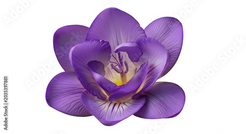Vibrant purple crocus flower on black background