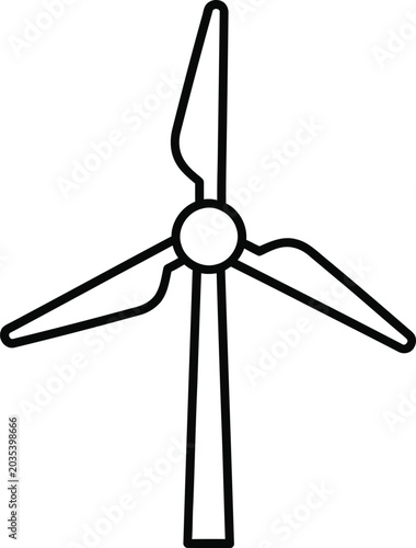Wind turbine icon, linear design, vector illustration for renewable energy.