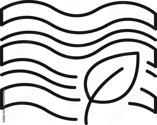 Wavy lines and green leaf icon representing natural environmental element.