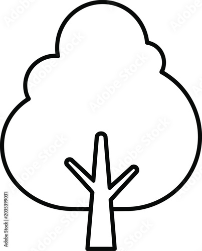 Stylized tree icon in black and white outline style.