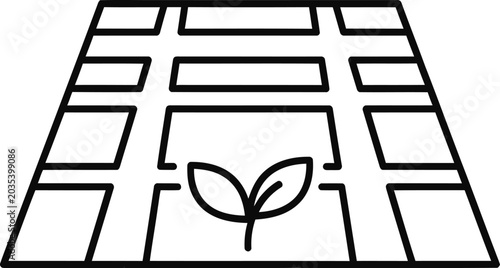 Green sprout growing on solar panels energy concept.