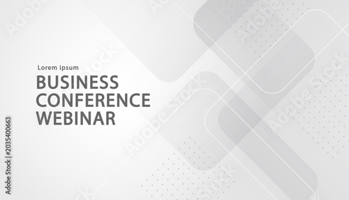 White business event banner and online webinar cover template with copy space. Horizontal digital presentation backdrop for corporate technology seminars, virtual meeting slides, 