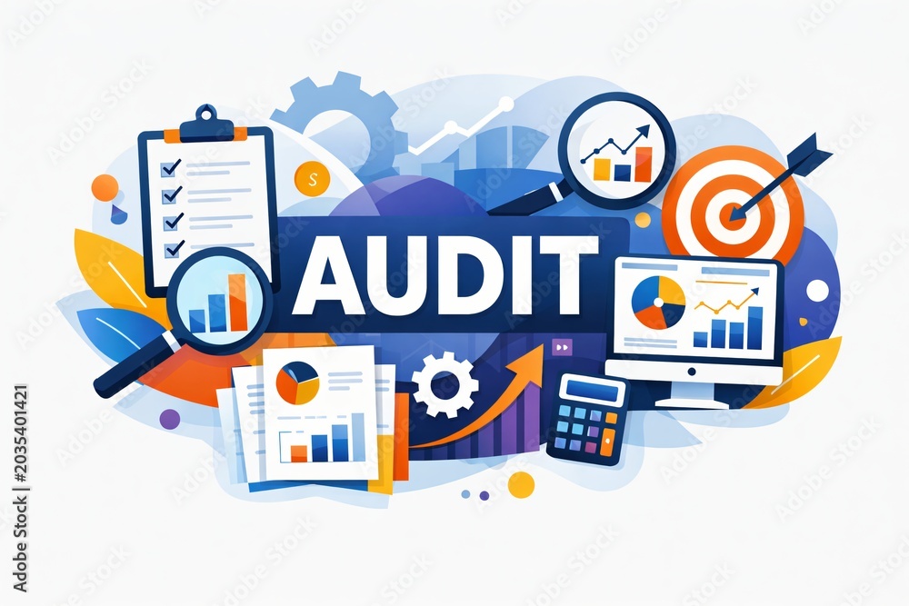 Naklejka premium Visuel illustrant la procédure d'audit