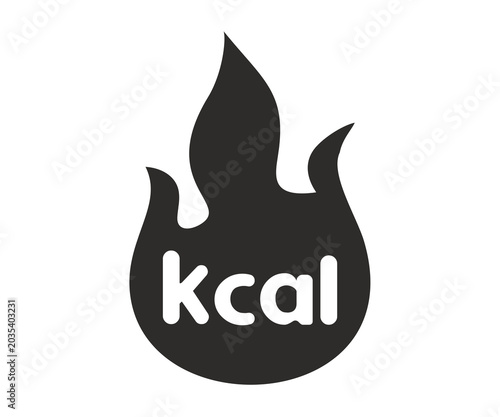 Kcal icon, kilocalorie, fat burning illustration on transparent background. 
