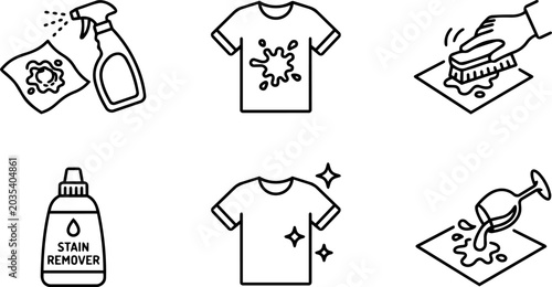 Laundry And Stain Removal Icons. Vector