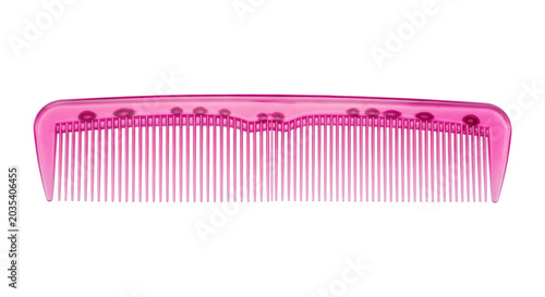 Pink hair comb isolated on a transparent background