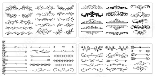 decorative floral divider and ornamental flourish vector collection