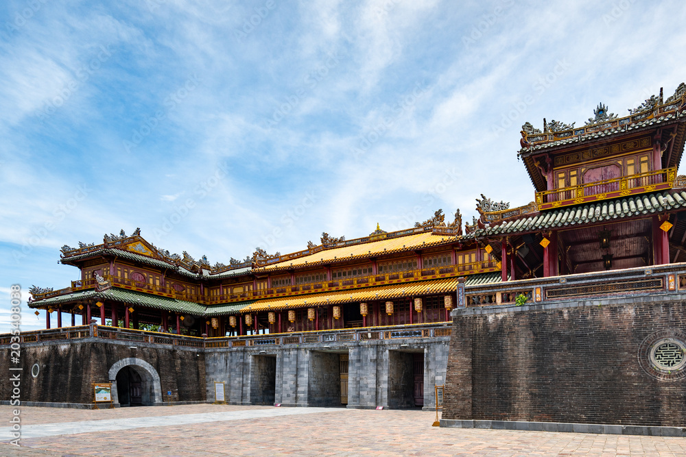 Fototapeta premium Hue Imperial Royal Palace in Vietnam. Royal palace of Nguyen dynasty in Hue, Vietnam.