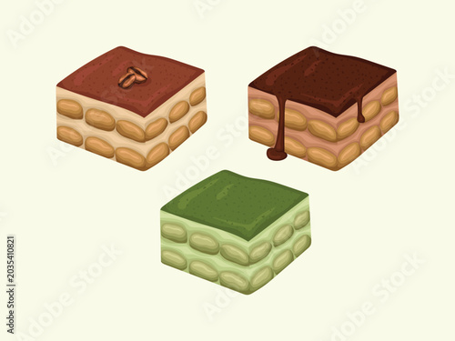 Tiramisu Dessert Illustration Delicious Italian Cake Vector for Bakery and Sweet Food Design