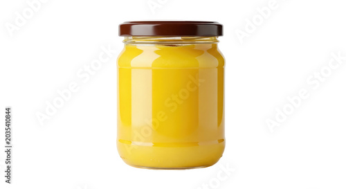 Yellow ghee in jar... isolated on a transparent background