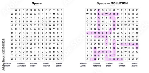 Tableau sur toile Space Filword Puzzle