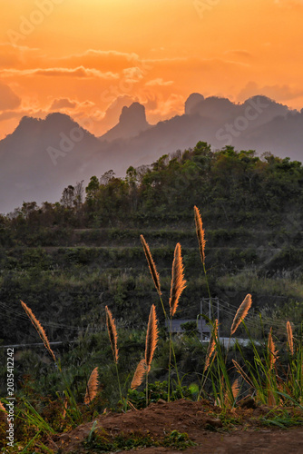 Laos. Rock Viewpoint in Laos, Khammouane Province, . Tourist tours in the mountains