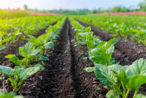 Sustainable Agriculture Practices on an Eco-Friendly Farm in Lush Countryside Environment with Vibrant Crops
