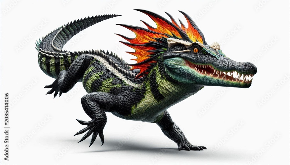 Fototapeta premium An AI generated coloured crocodile