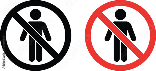 Bild auf Leinwand No entry person icons, crossed human access signs for restricted zones safety regulations and control graphics