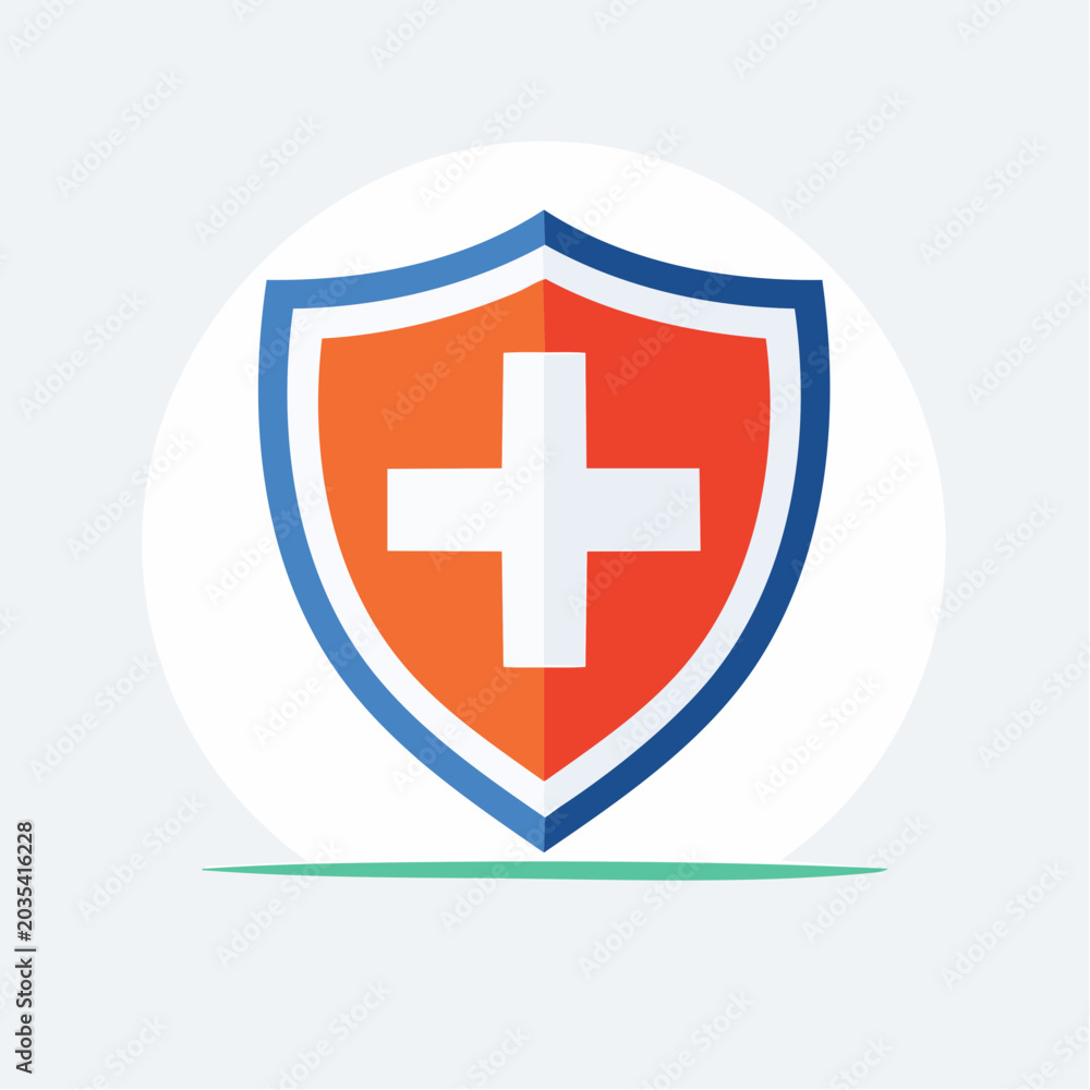 Fototapeta premium Shield with Medical Cross Icon