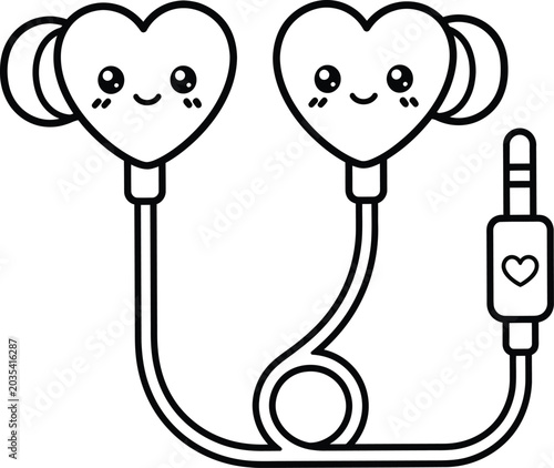  Kawaii Heart Earphone Vector Icon
