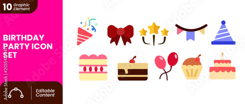 Birthday Party Celebration and Event Decoration Element Set