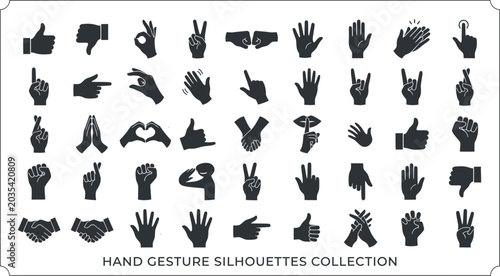 Konstfotografi hand gesture silhouettes collection for communication and expression  various ha