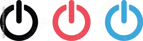 Quadro em tela Power button icons, colorful startup and shutdown symbols for electronic devices software and digital graphics