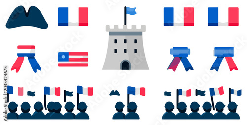 Photos French Revolution Symbols and Flags Illustration.