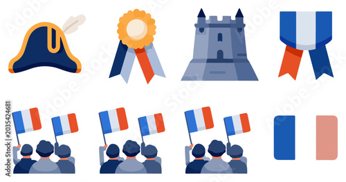 Tableau sur toile French Revolution symbols and icons set.
