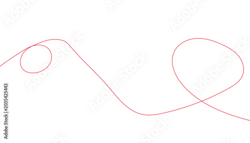 Foto A single, thin, bright red line forming a continuous, flowing curve with loops a