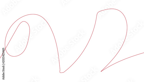 Obraz na plátně A bright red, thin, continuous line forming a flowing, abstract shape with a pro