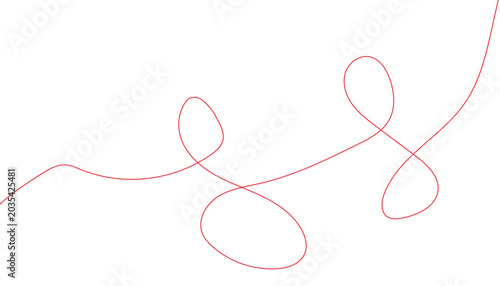 Bilde på lerret Red wire swirls and loops with a thin outline on a transparent background, abstr