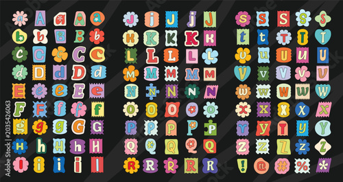 Obraz na płótnie Cute scrapbook ransom letter alphabet colorful retro collage font set for journa