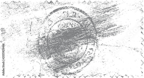Bild auf Leinwand Distressed grey circular stamp imprint on textured white background with jagged