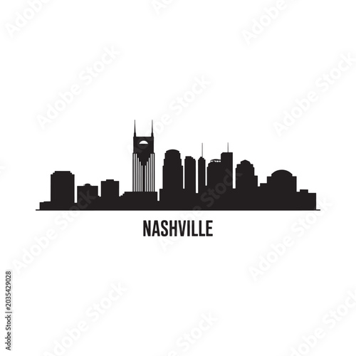Nashville skyline silhouette against a white background