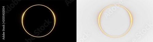 Bright circular design with glowing edges isolated on transparent and black background, showcasing a simple shape, light overlay, PNG