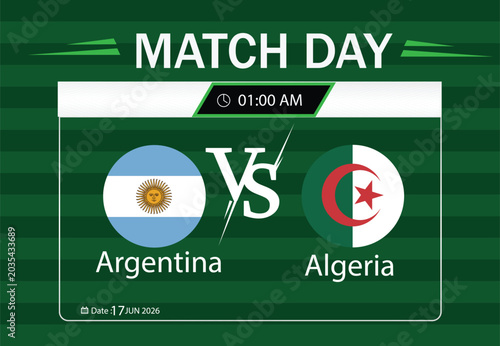 Foto Argentina vs algeria soccer match day poster with time and date