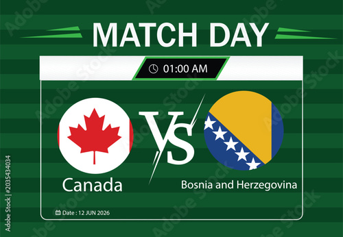 Quadro su tela Canada vs bosnia and herzegovina match day graphic design