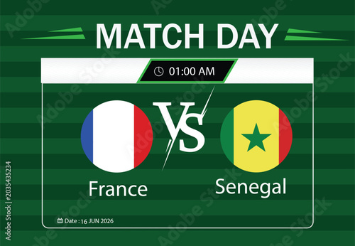 Fotografie France vs senegal football match day digital banner