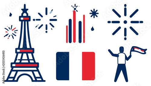 Eiffel Tower French Flag Celebration.