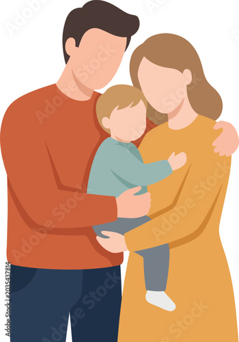Warm Loving Family Hug Minimalist Faceless Illustration