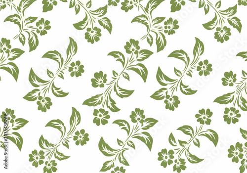 Elegant green Wallpaper Pattern Featuring Seamless Damask Ornament and Botanical Decorative Symmetry Throughout